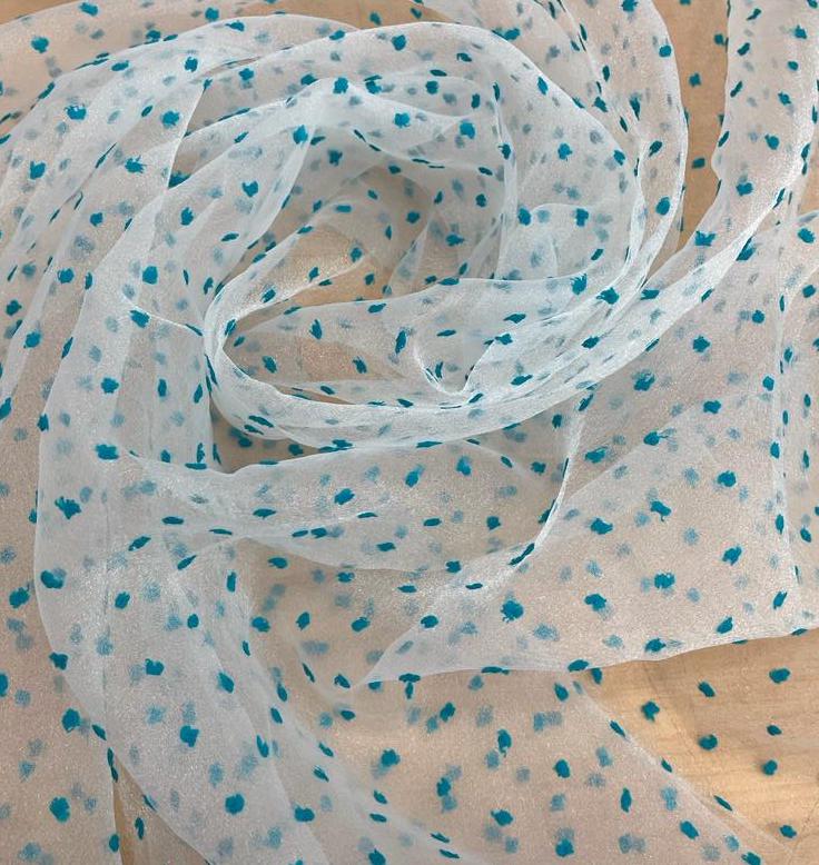 Madonna Organza Dyed Fabric (Two Tone)(Sky Blue on White 7)