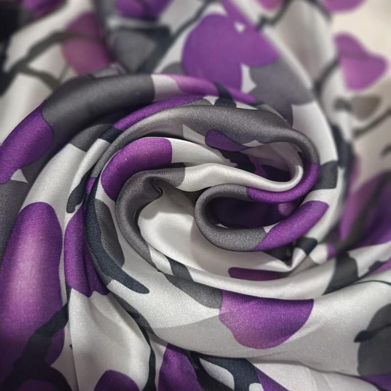 Purple Berry Print On Habutai Satin