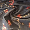 Maroon Base Floral Prints On Embroidered Taffeta