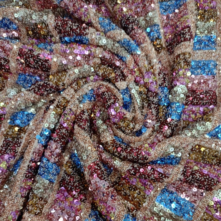 Embroidered Sequins(Checks, Colour- Pink)