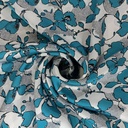 Blue Flower Print On Korean Satin SS22N KSPB67