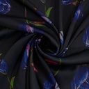 Blue Floral Print On Korean Satin S23 KSPS21