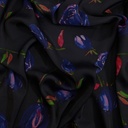 Blue Floral Print On Korean Satin S23 KSPS21