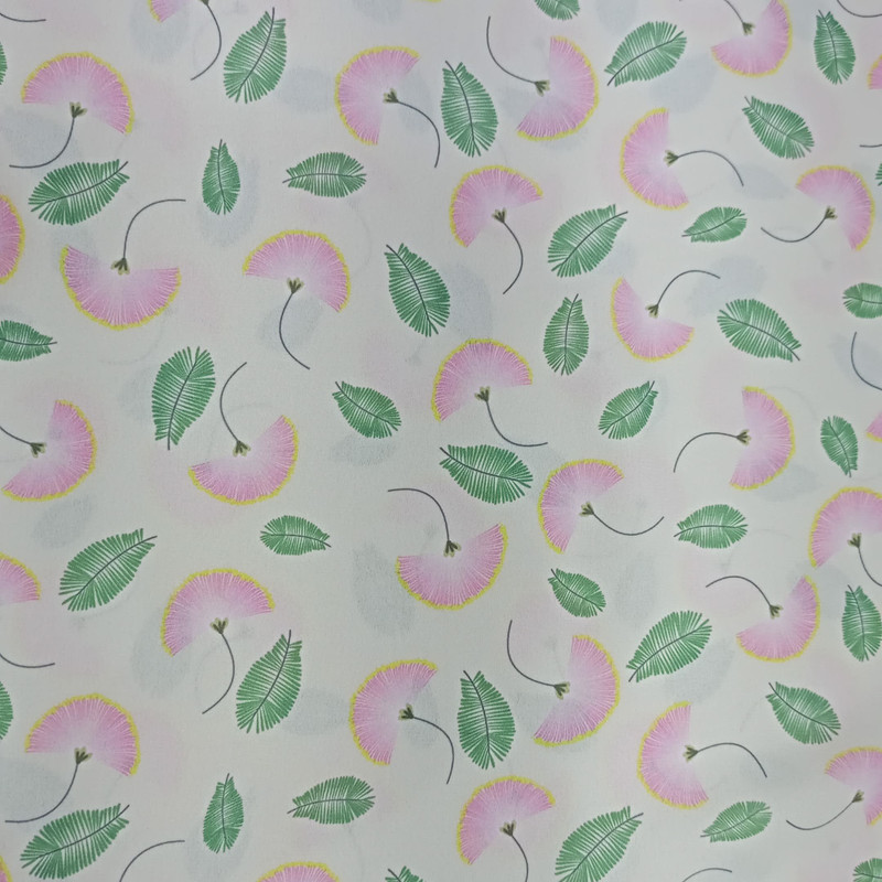 Pink & Green Leaf Print On Royal Georgette SS22L RGPL58