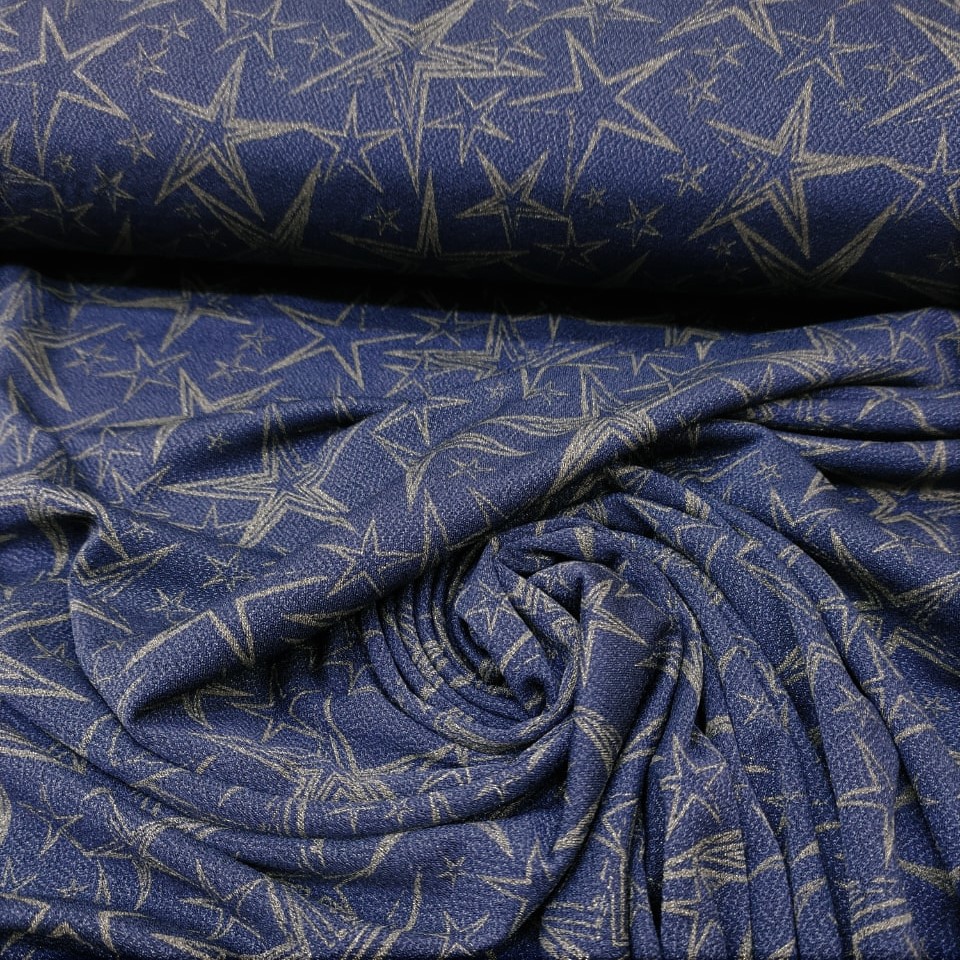 Crackle Crepe Printed Fabric (Star #03)