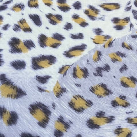 Gray Black Yellow Leopard Print On Micro Waffle