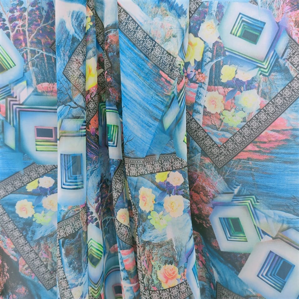 Print On Poly Flat Chiffon Woven Fabric#16