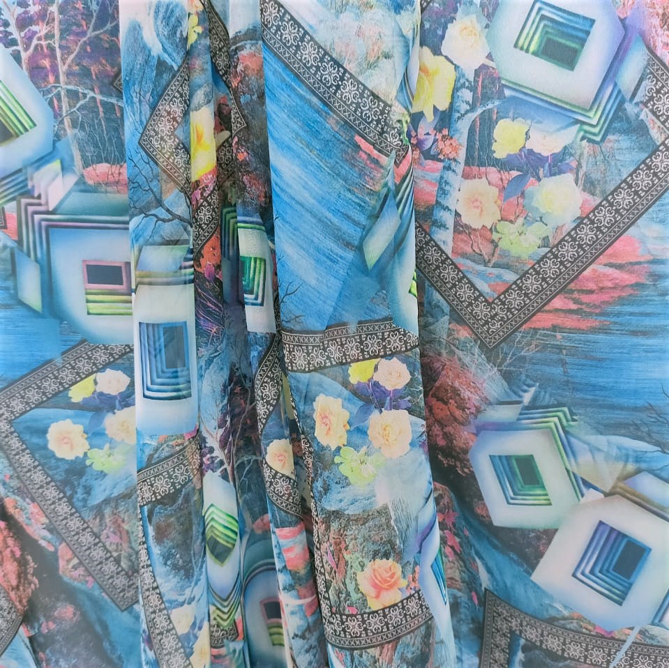 Print On Poly Flat Chiffon Woven Fabric#16