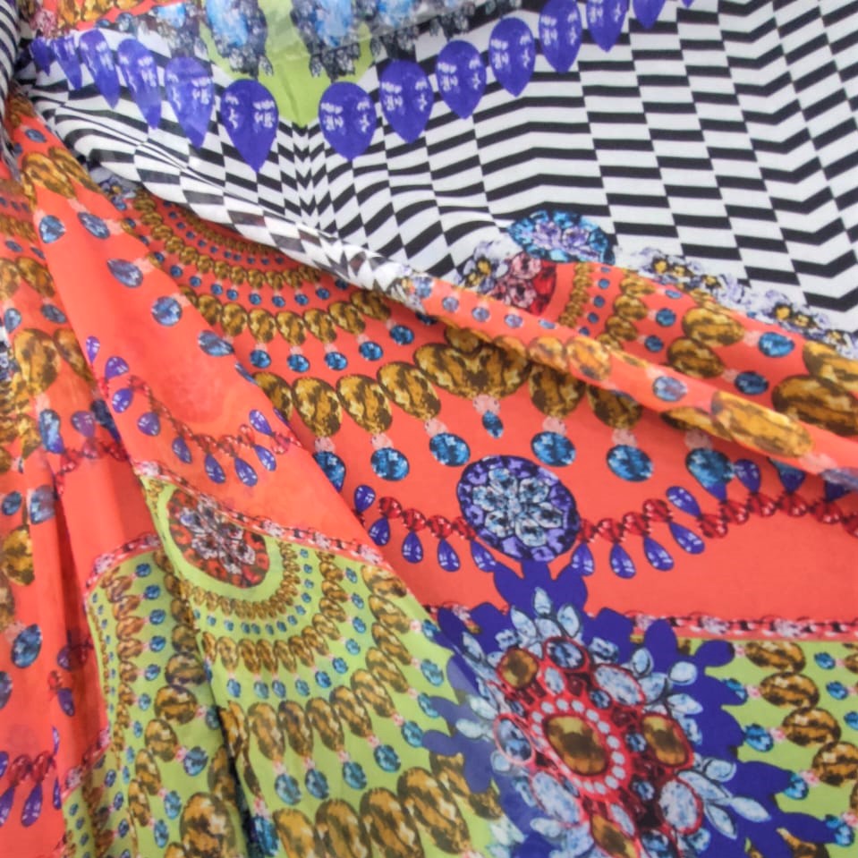 Print On Poly Flat Chiffon Woven Fabric#51