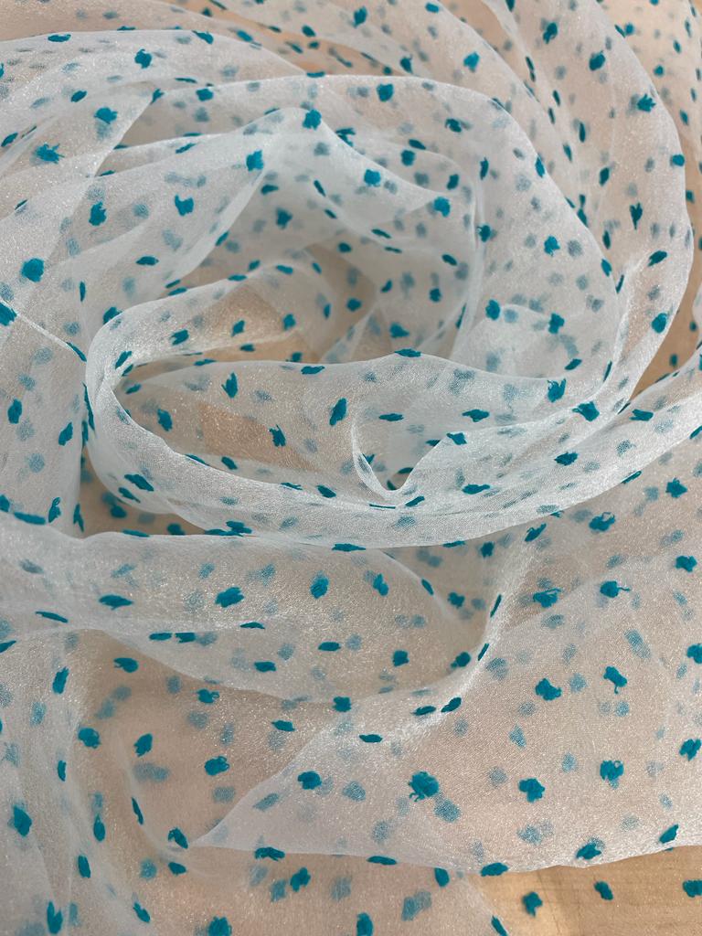 Madonna Organza Dyed Fabric (Two Tone)(Sky Blue on White 7)