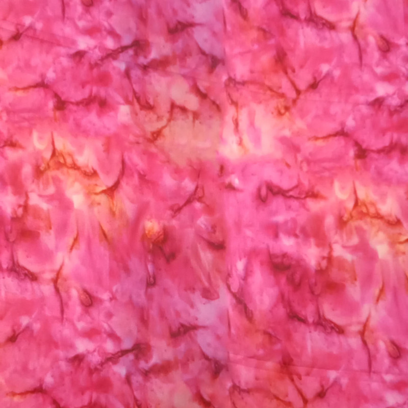 Pink Leaf Tie Dye Print On Korean Satin SS22A KSPA09