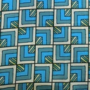 Blue Geometrical Box Print On Korean Satin SS2N KSPB70