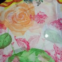 Orange & Green Roses Print On Flat Chiffon S23 FCPS101