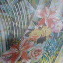 Yellow Base Red Lilly Flowers Print On Flat Chiffon S23 FCPS26