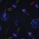 Blue Floral Print On Korean Satin S23 KSPS21