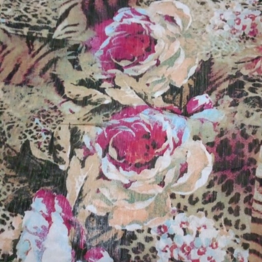 Pink Rose Leoprad Print On French Rayon S23-FRPS01