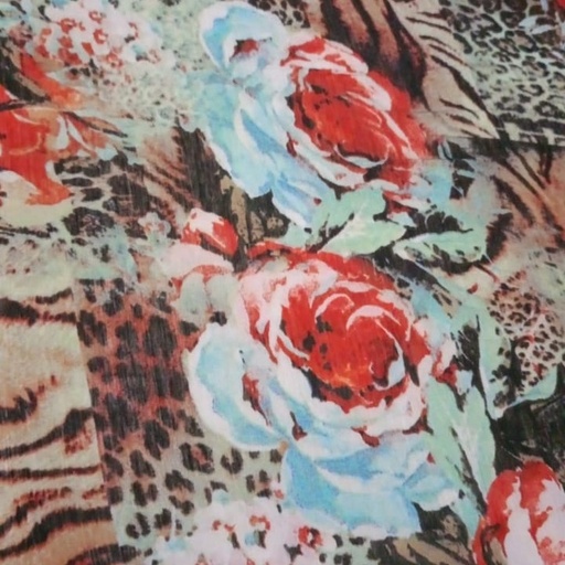 Red Rose Leopard Print On French Rayon S23-FRPS02