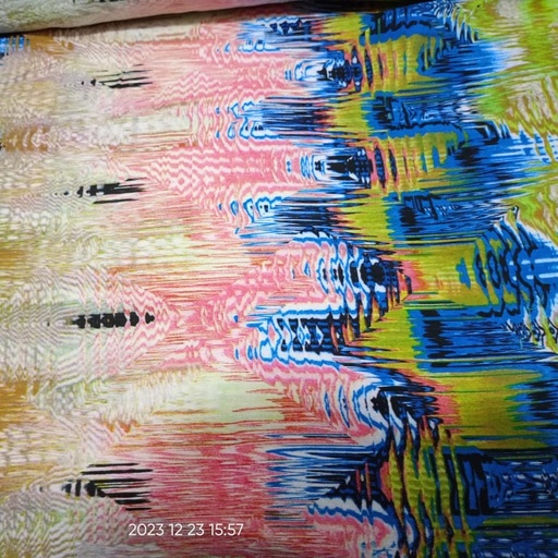 Multi Colour Glass Print On French Rayon S23-FRPS12