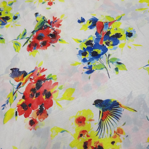 [UWPP09172] Multi Colour Flower Print On Habutai Satin S24 HSPS91