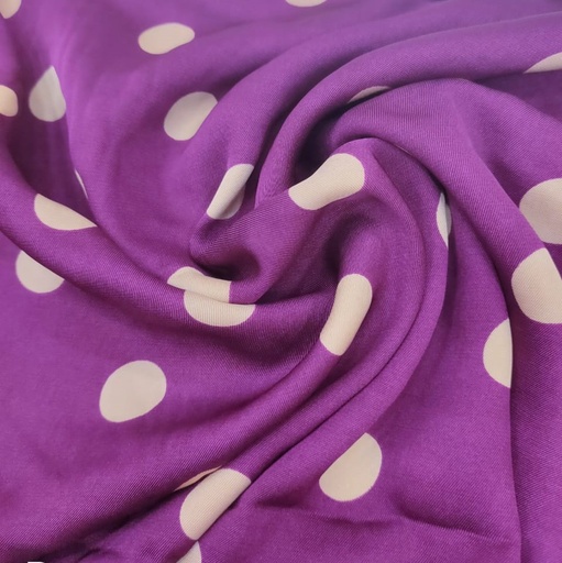 [FWPP02541] Polka Dots(Purple) Print On Twill Satin TSPS01