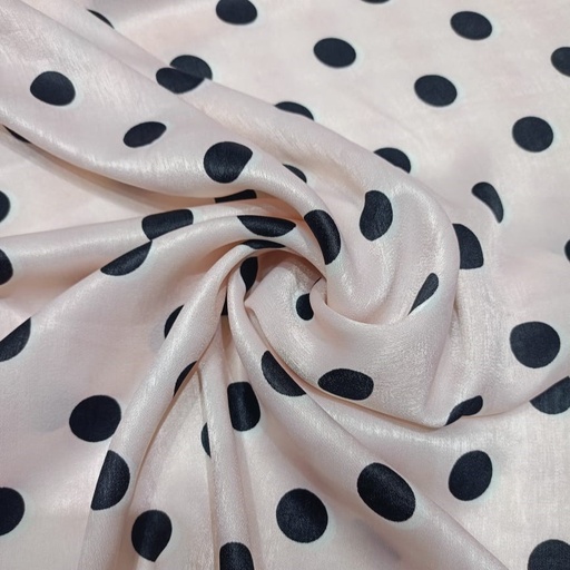 [OWPD00789] Polka Dot Print On Sandwash Satin